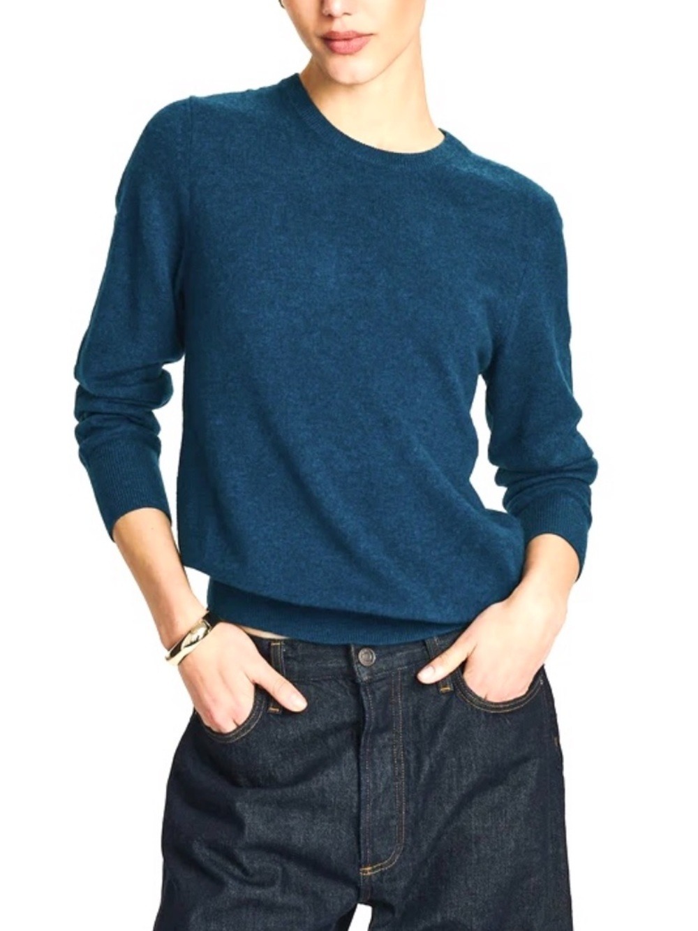 Naadam Sweater Crew Neck Teal Small Cashmere